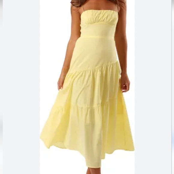 Petal & Pup Dresses & Skirts - Petal & Pup brexley tiered cotton maxi sundress NWT Yellow Lemon Large